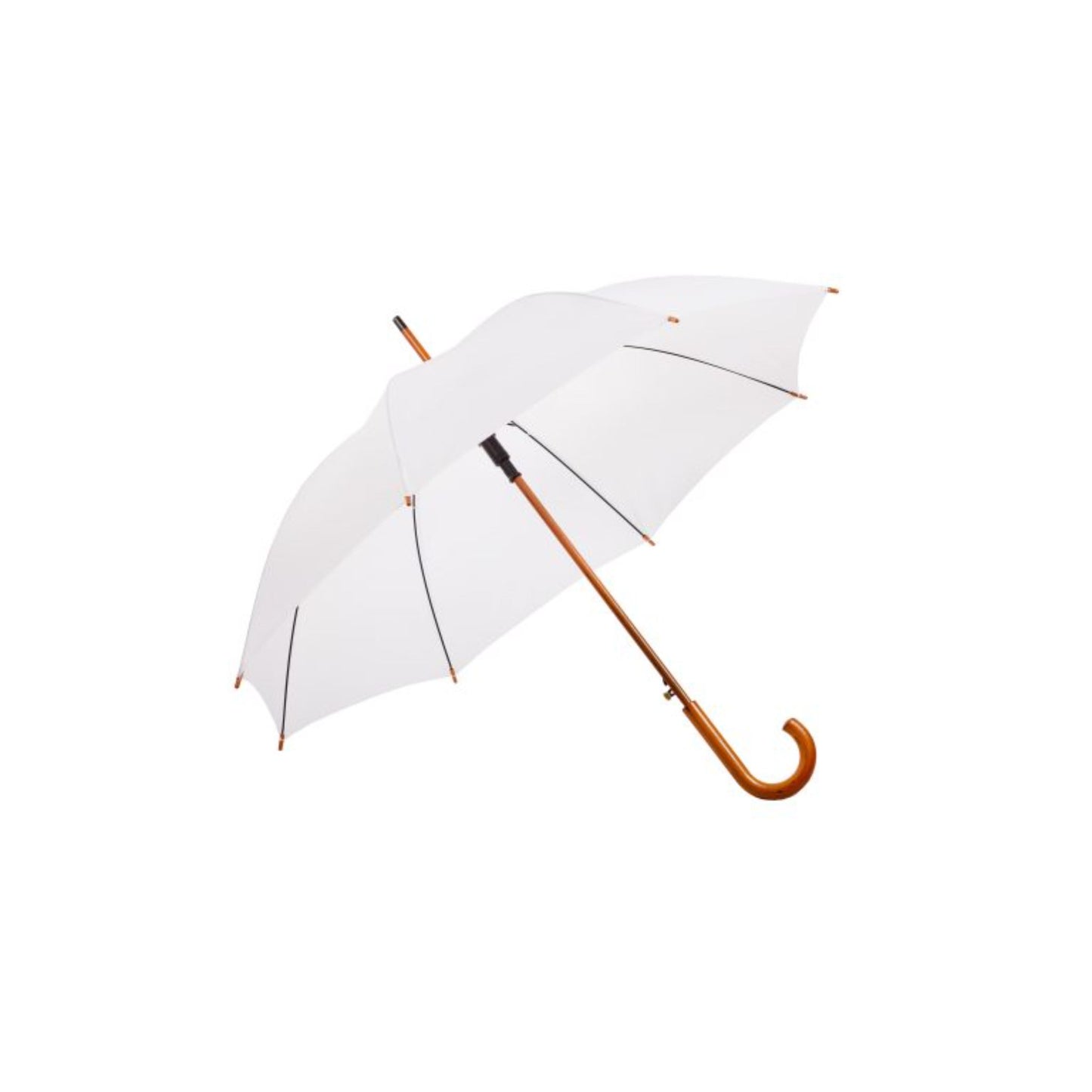 Hook Umbrella AU-12W: Deluxe Auto Open Wooden Shaft Solid Colour with Wooden Hook Handle