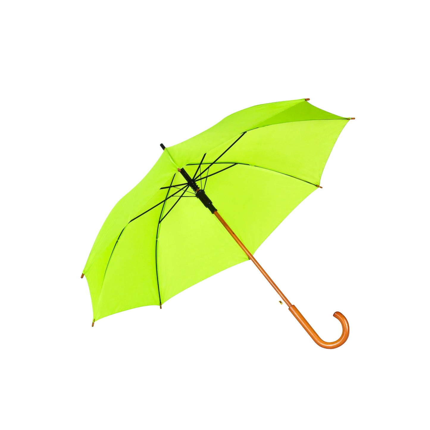 Hook Umbrella AU-12W: Deluxe Auto Open Wooden Shaft Solid Colour with Wooden Hook Handle