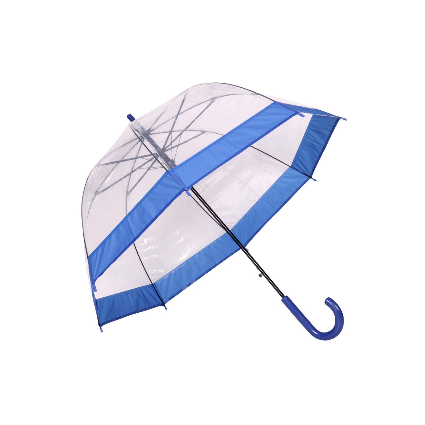 Hook Umbrella AU-33: Auto Open Clear Dome Umbrella with Coloured Trim with Matching Plastic Hook Handle