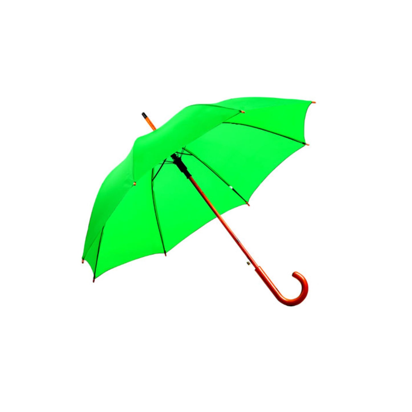 Hook Umbrella AU-12W: Deluxe Auto Open Wooden Shaft Solid Colour with Wooden Hook Handle