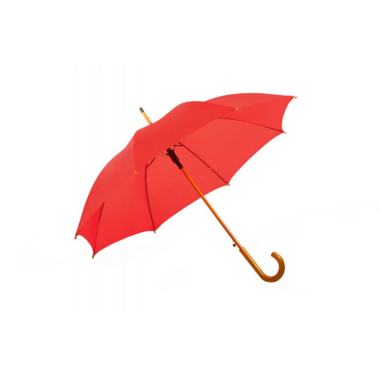 Hook Umbrella AU-12W: Deluxe Auto Open Wooden Shaft Solid Colour with Wooden Hook Handle