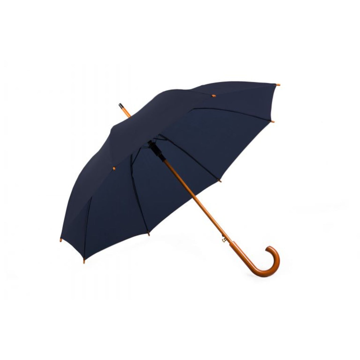 Hook Umbrella AU-12W: Deluxe Auto Open Wooden Shaft Solid Colour with Wooden Hook Handle
