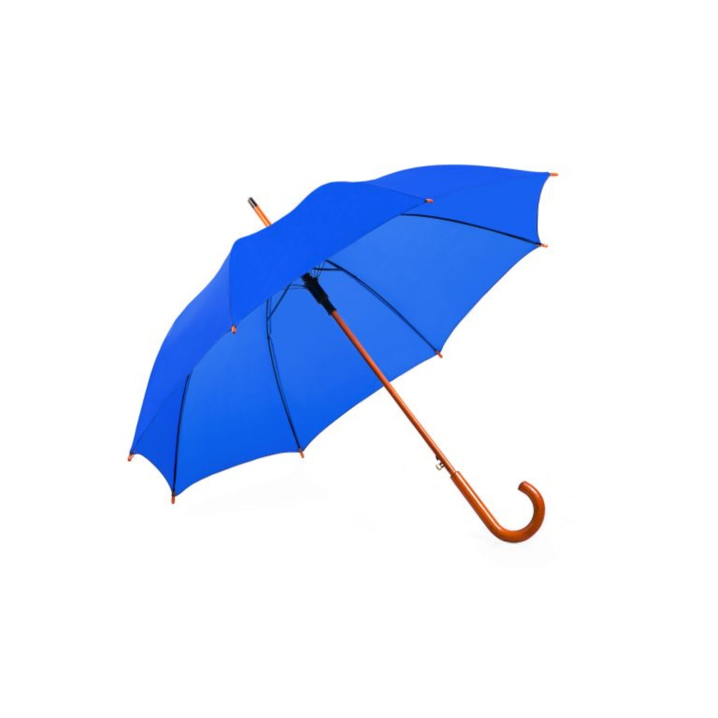 Hook Umbrella AU-12W: Deluxe Auto Open Wooden Shaft Solid Colour with Wooden Hook Handle