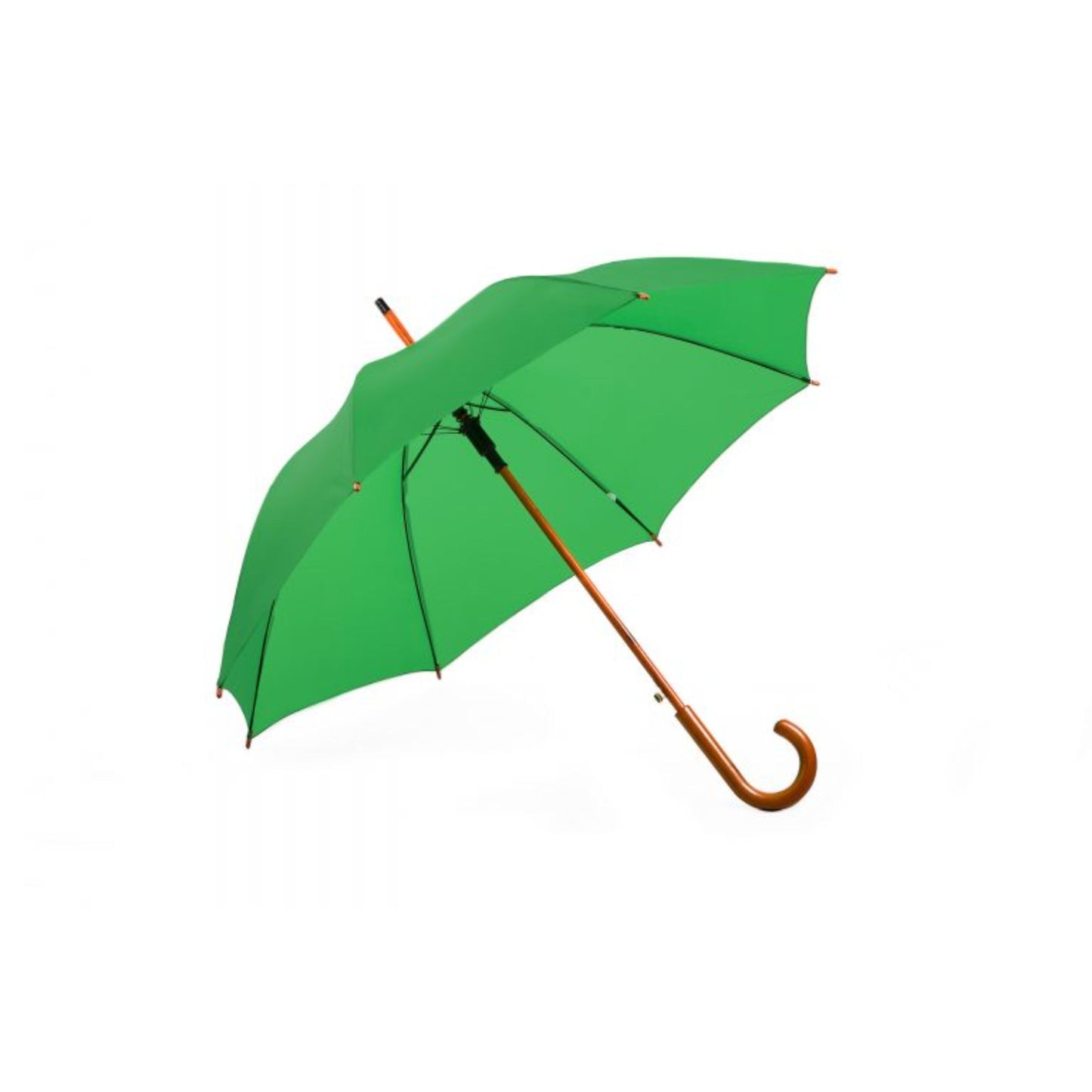 Hook Umbrella AU-12W: Deluxe Auto Open Wooden Shaft Solid Colour with Wooden Hook Handle