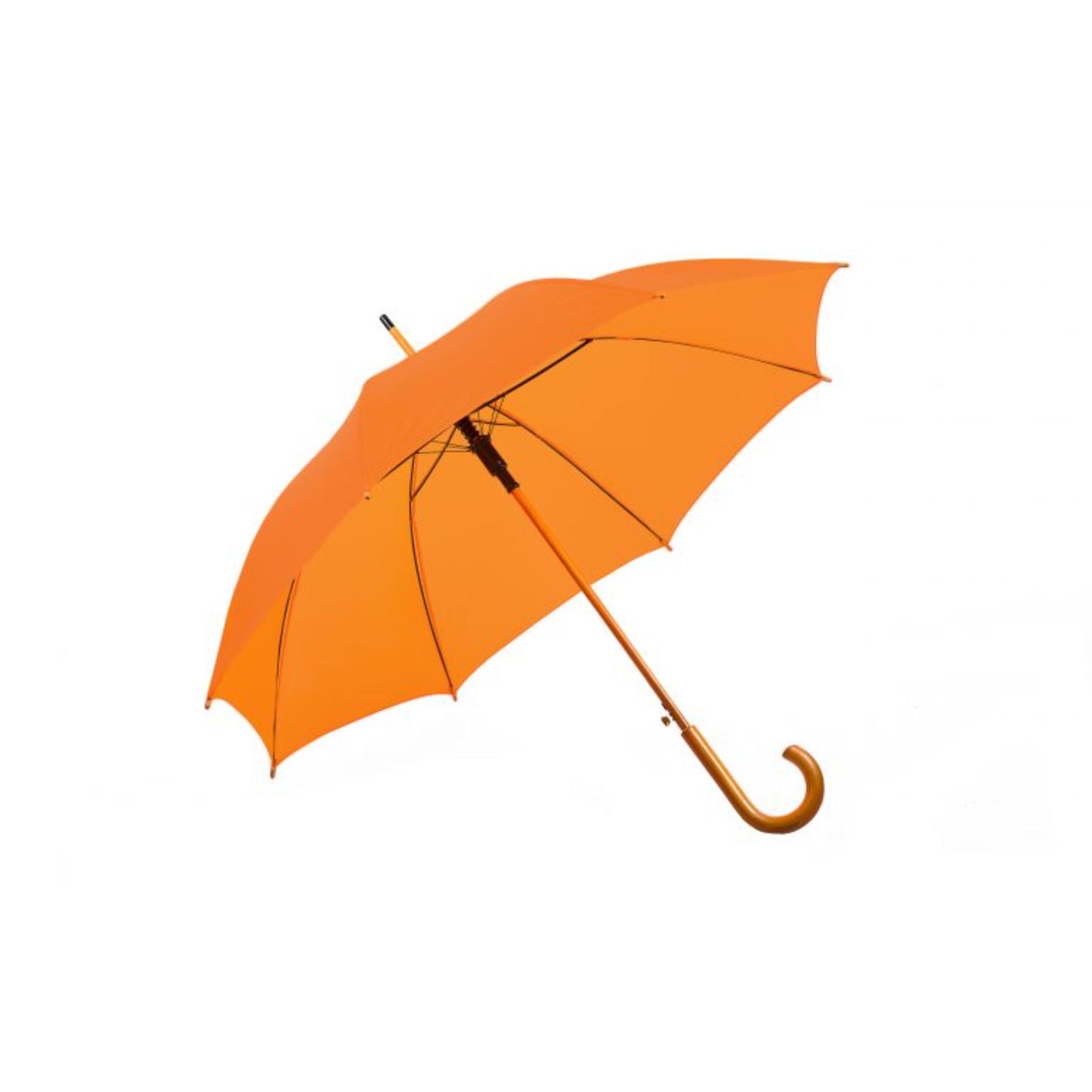 Hook Umbrella AU-12W: Deluxe Auto Open Wooden Shaft Solid Colour with Wooden Hook Handle