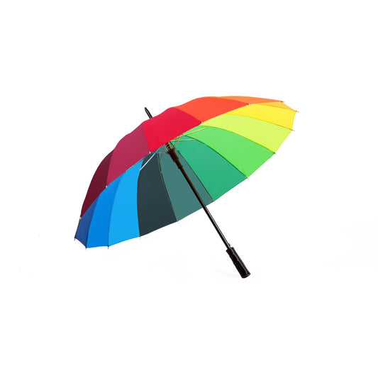 Rainbow Umbrella AU-44 - Auto Open Rainbow umbrella with Black straight Plastic handle