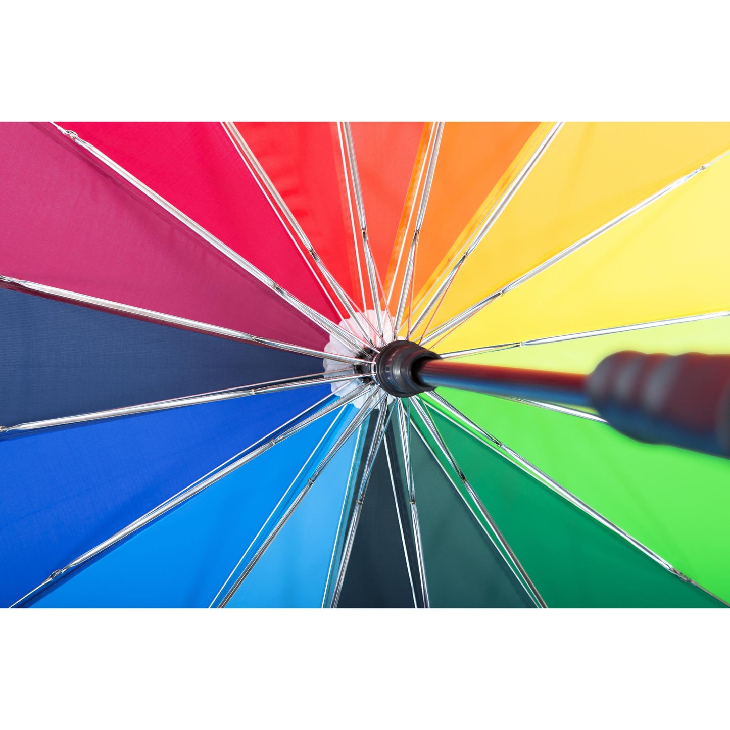 Rainbow Umbrella AU-44 - Auto Open Rainbow umbrella with Black straight Plastic handle