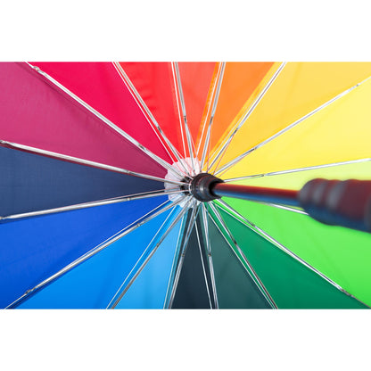 Rainbow Umbrella AU-44 - Auto Open Rainbow umbrella with Black straight Plastic handle