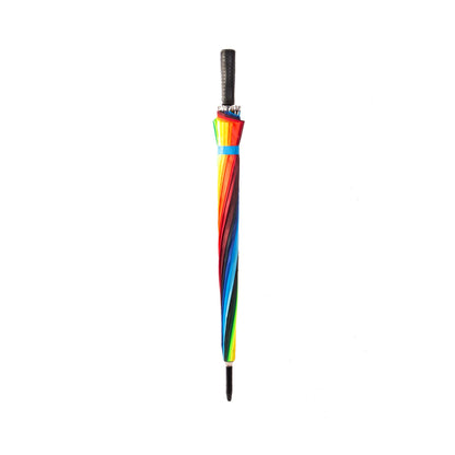 Rainbow Umbrella AU-44 - Auto Open Rainbow umbrella with Black straight Plastic handle