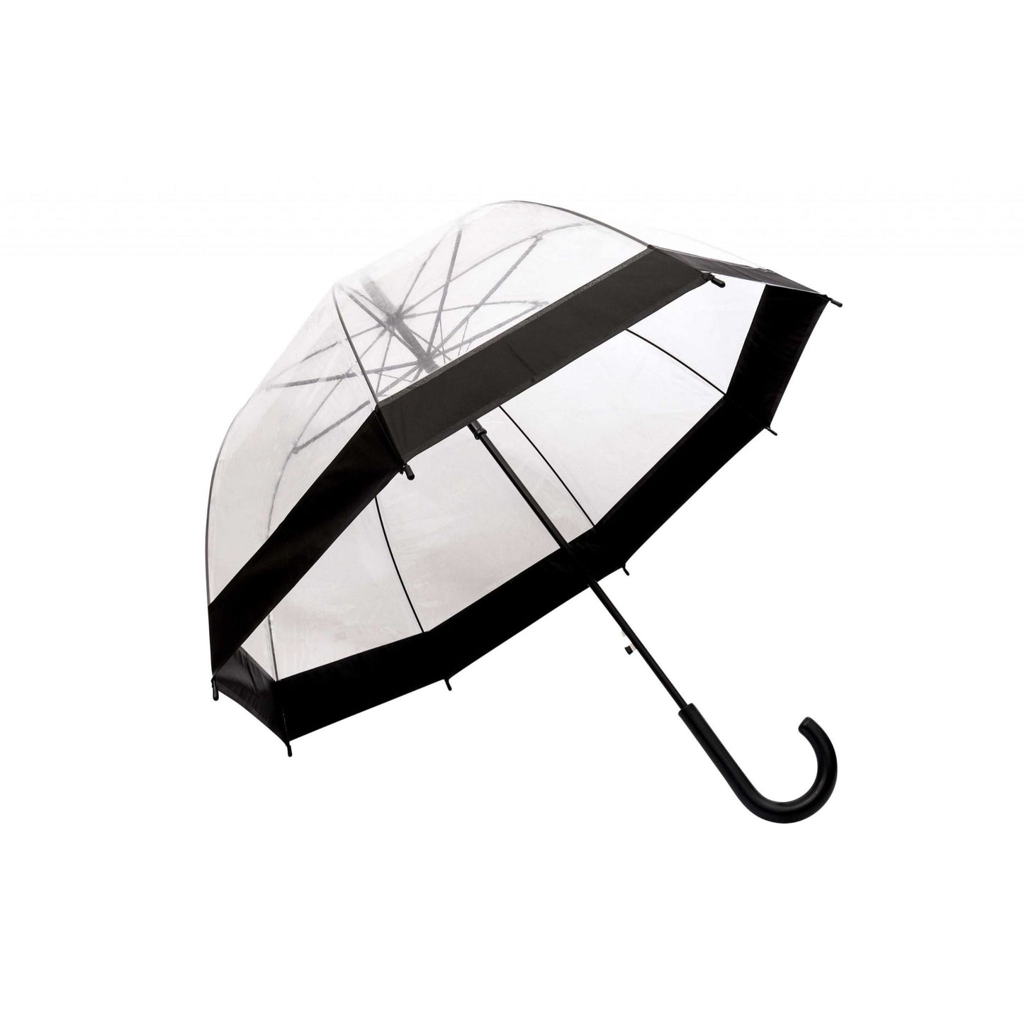 Hook Umbrella AU-33: Auto Open Clear Dome Umbrella with Coloured Trim with Matching Plastic Hook Handle