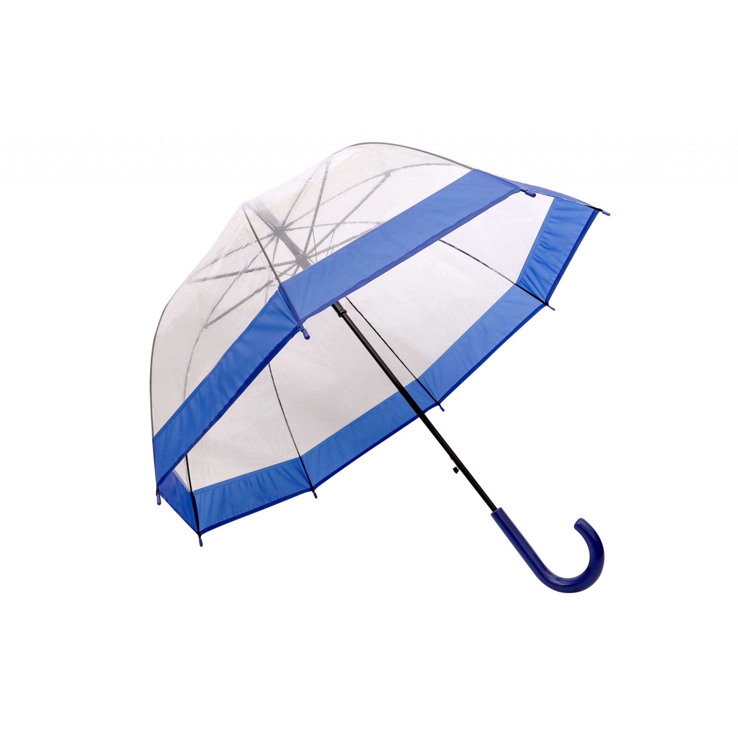 Hook Umbrella AU-33: Auto Open Clear Dome Umbrella with Coloured Trim with Matching Plastic Hook Handle