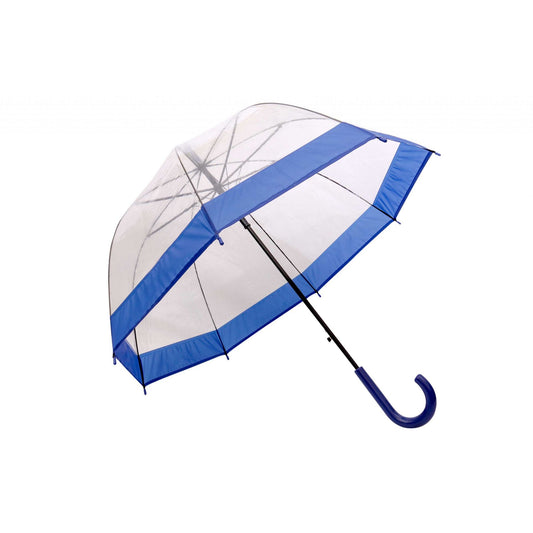 Hook Umbrella AU-33: Auto Open Clear Dome Umbrella with Coloured Trim with Matching Plastic Hook Handle