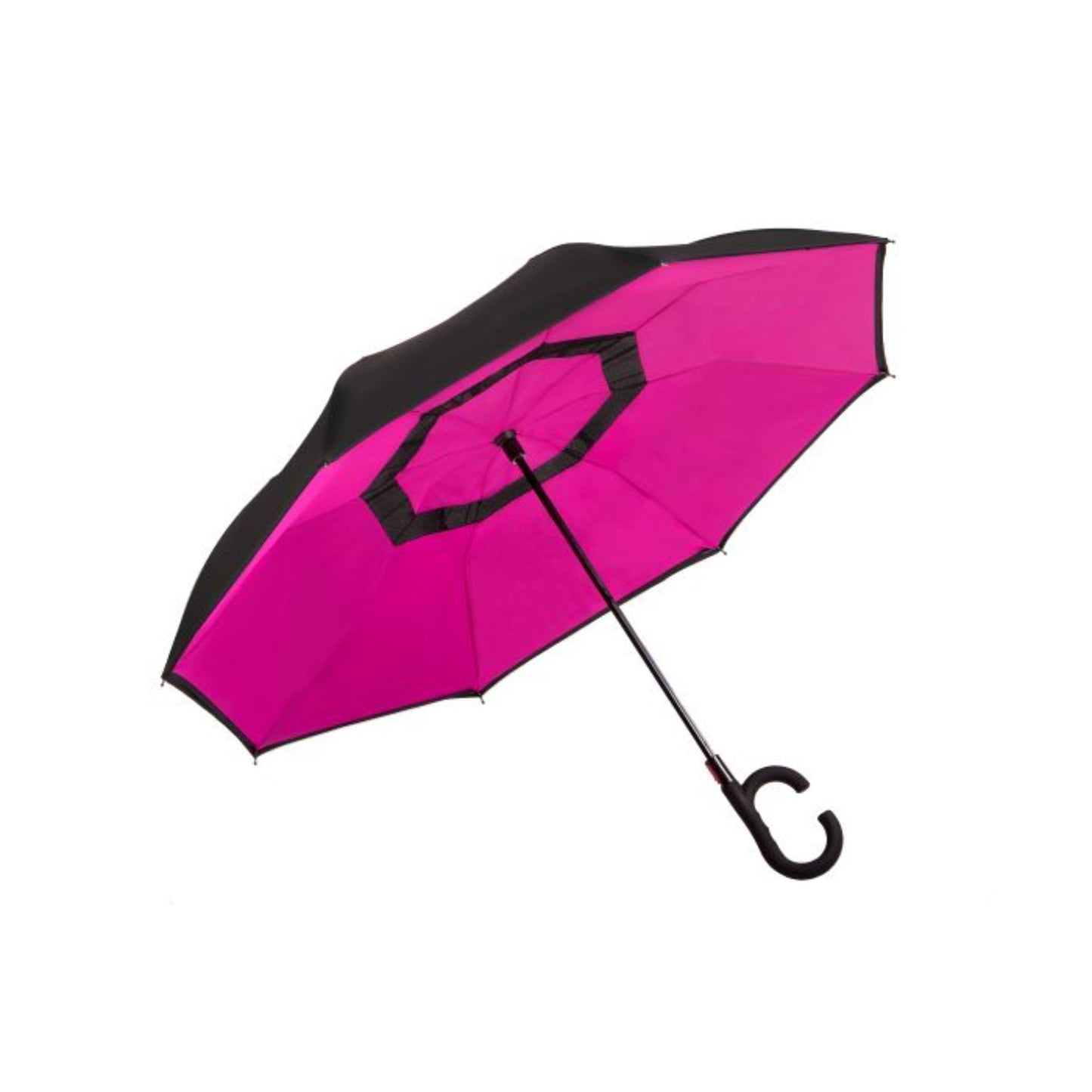 Hook Umbrella / Reversible Umbrella AU-71: Auto Close Reversible Umbrella with Netting Pongee Fabric Rubberised "C" Shape Handle