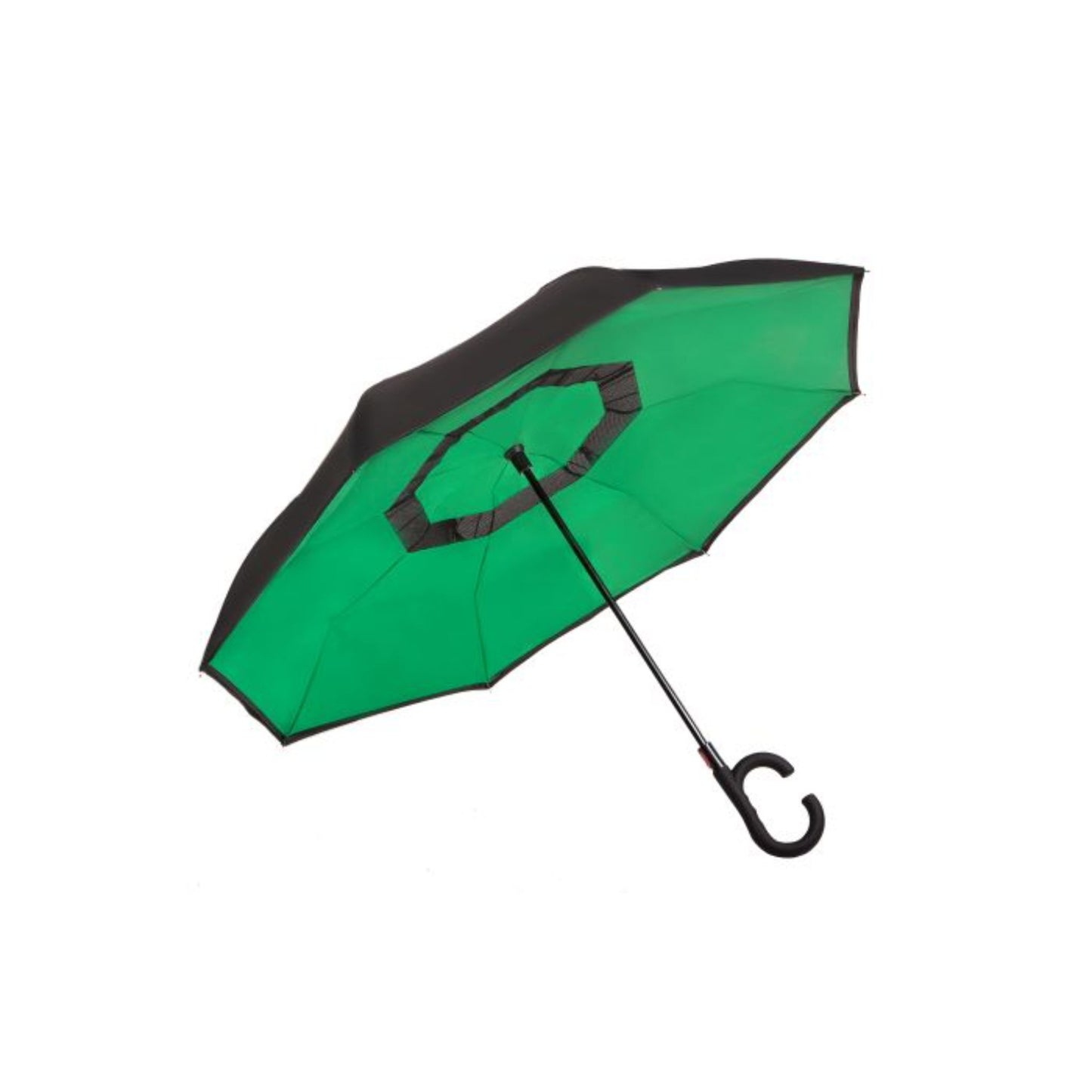 Hook Umbrella / Reversible Umbrella AU-71: Auto Close Reversible Umbrella with Netting Pongee Fabric Rubberised "C" Shape Handle
