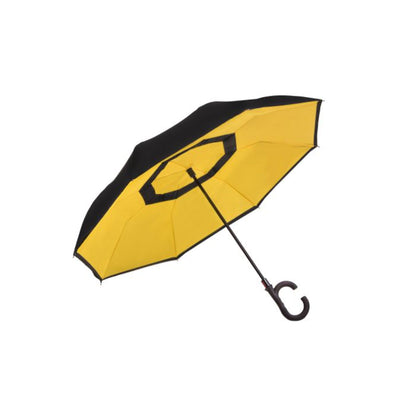Hook Umbrella / Reversible Umbrella AU-71: Auto Close Reversible Umbrella with Netting Pongee Fabric Rubberised "C" Shape Handle