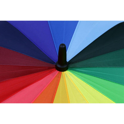 Rainbow Umbrella AU-46 - Auto Open with Fibreglass Ribs Metal Shaft Pongee material and a Leather Hook Handle
