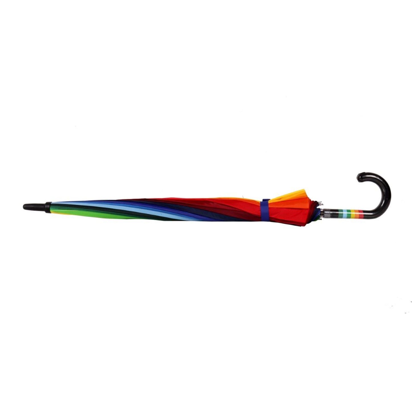 Rainbow Umbrella AU-46 - Auto Open with Fibreglass Ribs Metal Shaft Pongee material and a Leather Hook Handle