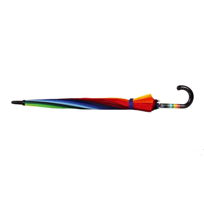 Rainbow Umbrella AU-46 - Auto Open with Fibreglass Ribs Metal Shaft Pongee material and a Leather Hook Handle