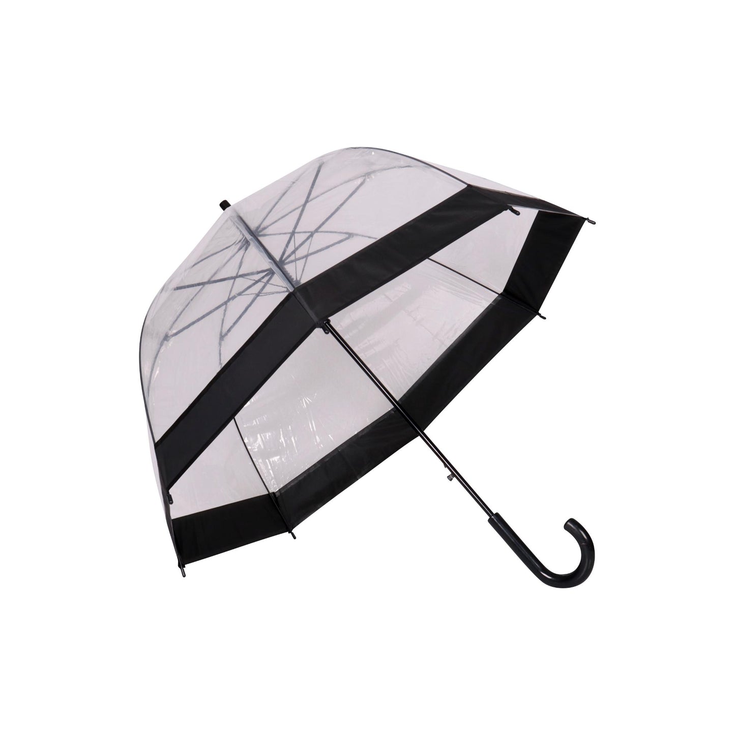 Hook Umbrella AU-33: Auto Open Clear Dome Umbrella with Coloured Trim with Matching Plastic Hook Handle