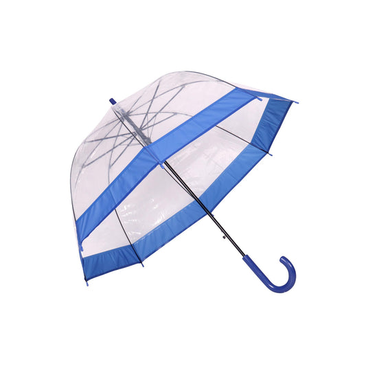 Hook Umbrella AU-33: Auto Open Clear Dome Umbrella with Coloured Trim with Matching Plastic Hook Handle