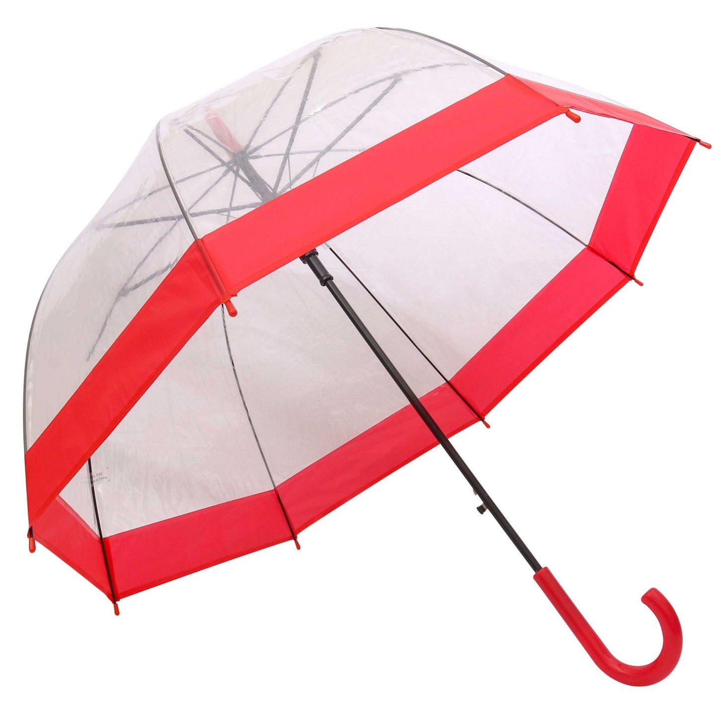 Hook Umbrella AU-33: Auto Open Clear Dome Umbrella with Coloured Trim with Matching Plastic Hook Handle